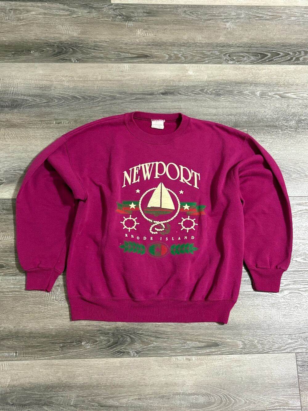 Vintage 90s Newport Rhode Island Spellout Logo Crewneck Retro Y2K - Men’s Large